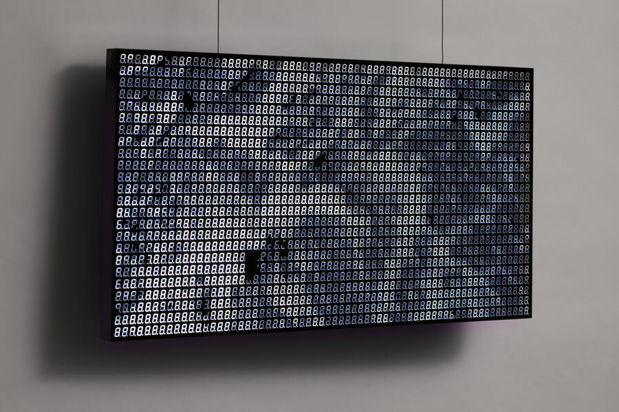 The entire "Sea of Segments" display, hanging on a wall
